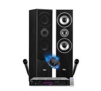 Colonnes Son HIFI Pack KARAOKE EVIDENCE ACOUSTICS STAR5, 1000W PMPO, Ampli stéréo 2x50W, USB Bluetooth, 2 Micros, Lumière LED G