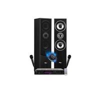 Colonnes Son HIFI Pack KARAOKE STAR5, 1000W PMPO, Ampli stéréo 2x50W, USB Bluetooth, 2 Micros, Lumière LED
