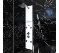Colonnne de douche a hydromassage - 22x125cm - en verre trempe + buses hydromassantes- EPSILON WHITE
