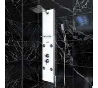 Colonnne de douche a hydromassage - 22x125cm - en verre trempe + buses hydromassantes- EPSILON WHITE