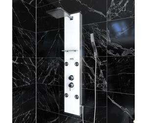 Colonnne de douche a hydromassage - 22x125cm - en verre trempe + buses hydromassantes- EPSILON WHITE