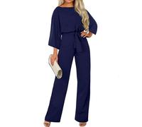 Coloody Femmes Combinaison Manches Courtes Barboteuse Jumpsuit Élégant Pantalon Lâche Combishort avec Ceinture