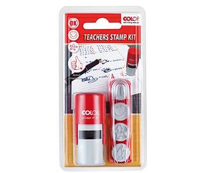COLOP Kit scolaire - 4 motifs - 127936 - Set de tampons en caoutchouc - Uni - Sans plaque