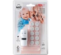 COLOP Little NIO Set de tampons Baby Ce coffret contient un tampon avec un encreur gris et 10 motifs différents sur le thème de bébé.