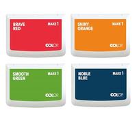 COLOP MAKE 1 Set de tampons encreurs "basic colours", 4 pièces de 50 x 90 mm chacune, tampons encreurs pour tampons manuels traditionnels et tampons créatifs