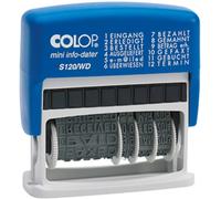 Colop Tampon Mini-Dater S120-WD 1453100200 G – Auto-encreur 47 x 4 mm Bicolore Bleu/Rouge