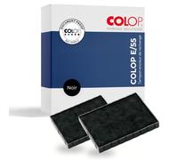 COLOP Pack de 2 Cassettes encreur E/55 Printer 55 Noir | Kit de 2 recharges, qualité COLOP d'origine pour Printer 55. Encre noire indélébile et certifiée ISO.