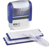 COLOP Printer 30/2 Set, Tampon texte à composer soi-même | Texte personnalisable jusqu'à 5 lignes. 2 jeux de caractères inclus (lettres/chiffres). Idéal bureau et usage privé.