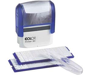 COLOP Printer 30/2 Set, Tampon texte à composer soi-même | Texte personnalisable jusqu'à 5 lignes. 2 jeux de caractères inclus (lettres/chiffres). Idéal bureau et usage privé.