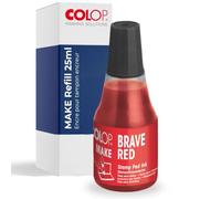 COLOP Recharge d'encre pour tampon encreur MAKE - 25 ml - Brave Red | Encre à base d'eau | dotée d'une pointe d'application pratique | idéale pour recharger facilement les tampons encreurs.