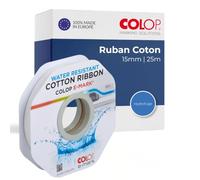 Colop Ruban en coton pour e-mark – 15 mm x 25 m, blanc imperméable personnalisable