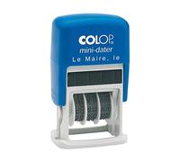 COLOP Tampon dateur Mini Dater S160/L2, avec texte "Recu le", hauteur des caractères 4 mm, encre d'impression bleu-rouge. Date en français. Emballage en carton.