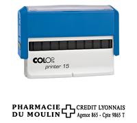 Colop Tampon encreur personnalisable Printer 15 - Bleu - 3 lignes