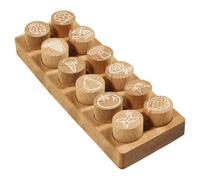 COLOP Woodies Set de tampons en bois "Mix" avec 12 motifs, tampon de reconnaissance et de motivation en bois de hêtre, taille de l'empreinte: Ø 29 mm, anguleux