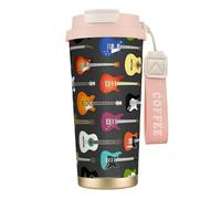 Color Acoustic and Guitars Tasse à café à double paroi en acier inoxydable 316, durable, isolée et élégante, adaptée pour les amateurs de café et de thé