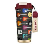 Color Acoustic and Guitars Tasse à café à double paroi en acier inoxydable 316, durable, isolée et élégante, adaptée pour les amateurs de café et de thé