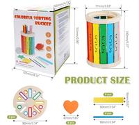 Color and Shape Sorting Wooden Toys Montessori Games 1-3 Years Old Wooden Sorting and Stacking Color Sticks Game Educational Natural Wooden Toy for Girl Boy Gift