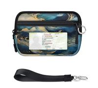 Color Art - Mini porte-cartes à fermeture éclair en marbre abstrait pour homme et femme avec fenêtre pour carte d'identité, portefeuille portable et léger à fermeture éclair