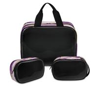 Color Art - Trousse de maquillage en marbre pour homme et femme - Trousse de toilette translucide - Trousse de douche - 3 pièces - Trousse de toilette de voyage, couleur, XL, Trousse de maquillage