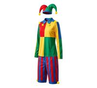 Color Block Clown Costume, Funny Cosplay Outfit With Party Props, Unisex | Bright Color Block Design Comfortable Party Outfit Creates A Playful Look For Stage Shows Masquerade Carnival Prom