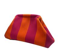 Color Block Clutch Purse - Woven Nylon Polyester Handbag | Compact Summer Bag - Kiss Lock Closure Stripe Design - Women’s Dumpling Tote Casual Beach Evening Gift Wedding Accessory