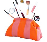 Color Block Clutch Purse - Woven Nylon Polyester Handbag | Compact Summer Bag - Kiss Lock Closure Stripe Design - Women’s Dumpling Tote Casual Beach Evening Gift Wedding Accessory