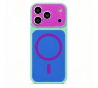 Color Block Phone Case for iPhone, Contrast Candy Color Slim Protective Cover with Camera Protection, Stylish Dopamine Two Tone Phone Case for Women Girls (#5,14 Pro)