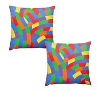 Color BlockHousse De Coussin 12 "x12 Lot De 2 | en Tissu Épais Aspect Lin, Doux Et Décoratif pour Canapé Et Salon - Style Bohème Chic, Idéal pour Décoration Chambre, Beige Crème