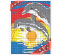 Color by number animals: Coloring Book with 30 Unique mystery square colors color by number for Relaxation and Stress Relief