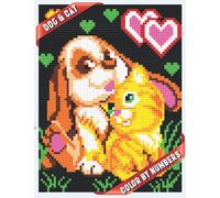 COLOR BY NUMBERS DOG & CAT: Coloring Book with 35 Unique mystery square colors color by number for Relaxation and Stress Relief