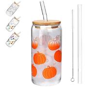 Color Changing Christmas Cup - Tasse en verre avec couvercle et paille - Réutilisable - Changement de couleur - Pour café glacé, lait, boissons froides - Set B