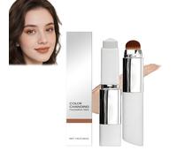 Color Changing Foundation Stick,Korean Base With Detachable Brush,Full-To-Medium Coverage,Flawless Base,Evens Tone,Cover Cream Stick V White Korean Foundation,Full To Medium Makeup (Dark Skin)