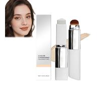 Color Changing Foundation Stick,Korean Base With Detachable Brush,Full-To-Medium Coverage,Flawless Base,Evens Tone,Cover Cream Stick V White Korean Foundation,Full To Medium Makeup (Ivory)