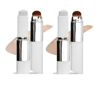 Color Changing Foundation Stick, Korean Color Changing 2-in-1 Stick Foundation with Brush, Maquillage Coréen Pour Le Teint, Full Coverage Concealer, Waterproof Long-Lasting Swéatproof (Nature+Dark)