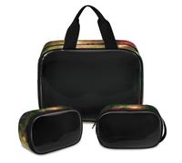 Color Galaxy Space Trousse de maquillage pour homme et femme - Trousse de toilette translucide - Trousse de toilette de voyage - 3 pièces, couleur, XL, Trousse de maquillage