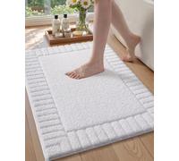 COLOR&GEOMETRY Tapis de Bain Antidérapant 60 x 90 cm, Grand Tapis Salle de Bain Microfibre Absorbant, Tapis Baignoire Doux Lavable en Machine pour Salle de Bain, Douche, Baignoire (Blanc)