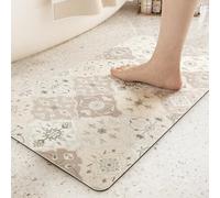 COLOR&GEOMETRY Tapis de Bain Antidérapant 60x110cm, Super Absorbant Diatomite Tapis Douche, Boho & Vintage Tapis Salle de Bain, Ultra Mince Tapis Bain pour Salles de Bains, Cuisines - Kaki