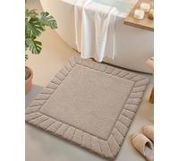COLOR&GEOMETRY Tapis de bain antidérapant lavable et absorbant - Tapis de bain doux pour sol de salle de bain, douche, baignoire, buanderie, beige, 80 x 80 cm