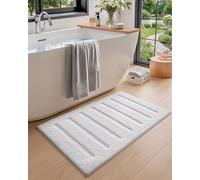 COLOR&GEOMETRY Tapis de Bain Antidérapant Sol Glissant 44x76 cm, Microfibre Absorbante Rayée Lavable,Blanc, pour Salle de Bain & Lavabo