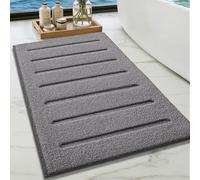 COLOR&GEOMETRY Tapis de Bain Antidérapant Sol Glissant 61x110 cm, Microfibre Absorbante Rayée Lavable, Gris Foncé, pour Salle de Bain & Lavabo
