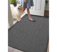 COLOR&GEOMETRY Tapis Entree Interieur Antidérapant 43.5 x 75 cm, Paillasson pour Intérieur/Extérieur Entrée Lavable, Tapis de Sol pour Porte, Couloir et Balcon, Gris Foncé