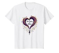 Color Guard Mom - She Spins, I Cheer - Heart Support T-Shirt, Enfant, Blanc, 10 Ans