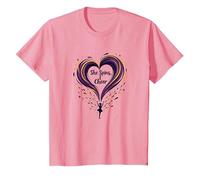 Color Guard Mom - She Spins, I Cheer - Heart Support T-Shirt, Enfant, Rose, 10 Ans