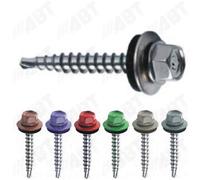 Color-Head Lot de 100 vis à tôle trapézoïdale, couleur blanc pur, 4,8x20 mm, vis autoperceuses, à tôle avec rondelle EPDM, vis de toit galvanisées pour tôle trapézoïdale et toit en