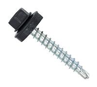 Color-Head Lot de 100 vis à tôle trapézoïdale, couleur Gris Anthracite, 4,8x20 mm, vis autoperceuses, à tôle avec rondelle EPDM, vis de toit galvanisées pour tôle trapézoïdale et toit en