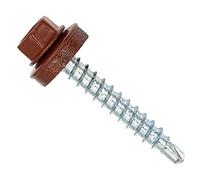 Color-Head Lot de 100 vis à tôle trapézoïdale, couleur marron rouge, 4,8x80 mm, vis autoperceuses, à tôle avec rondelle EPDM, vis de toit galvanisées pour tôle trapézoïdale et toit en