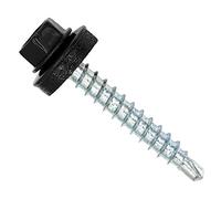 Color-Head Lot de 100 vis à tôle trapézoïdale, couleur noire d'ébène, 4,8x35 mm, vis autoperceuses, à tôle avec rondelle EPDM, vis de toit galvanisées pour tôle trapézoïdale et toit en