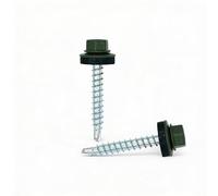 Color-Head Lot de 100 vis à tôle trapézoïdale, couleur vert olive, 4,8x35 mm, vis autoperceuses, à tôle avec rondelle EPDM, vis de toit galvanisées pour tôle trapézoïdale et toit en