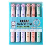 Color Highlighters Pack - Portable Fast Dry Marker Pens, Adorable Cat Paw Style, Multifunction School Writing Supplies, Vibrant Study Stationery Kit | For Note Taking Scrapbooking Journals Cards