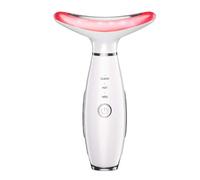 Color Light Neck Massager, Anti Rides Massage Visage, Masseur Facial Double Menton Electrique 7 LED Couleurs, 3 Massage Lifting Appareil de Beauté Raffermissement du Visage et du Cou Anti-Âge (Blanc)